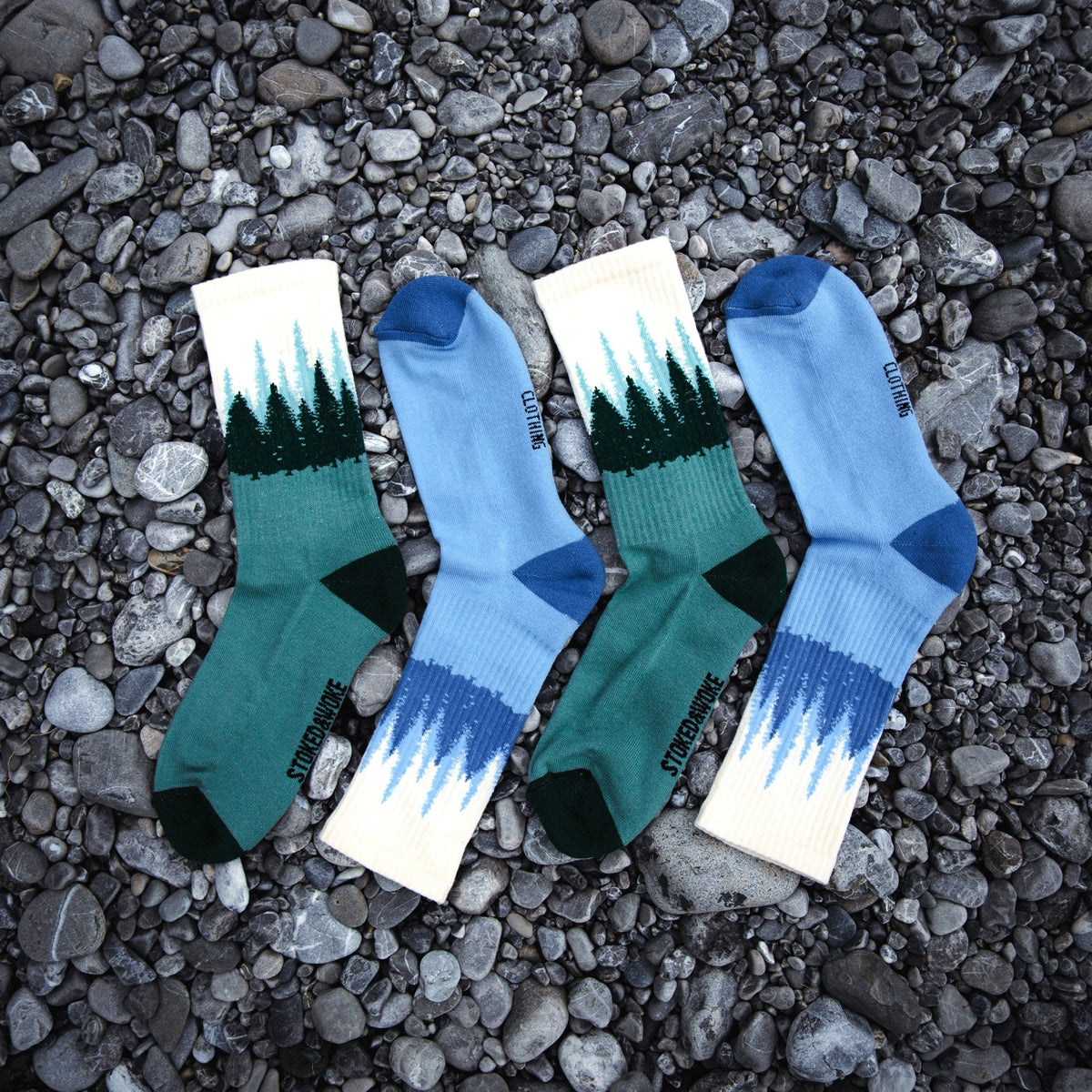 Organic "Forest Stride" Socks (Blue) - Stoked&Woke Clothing