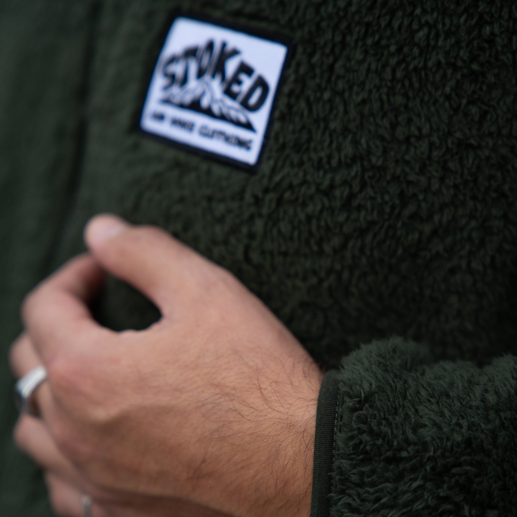 Recycled Sherpa Fleece - Forest Green - Stoked&Woke Clothing