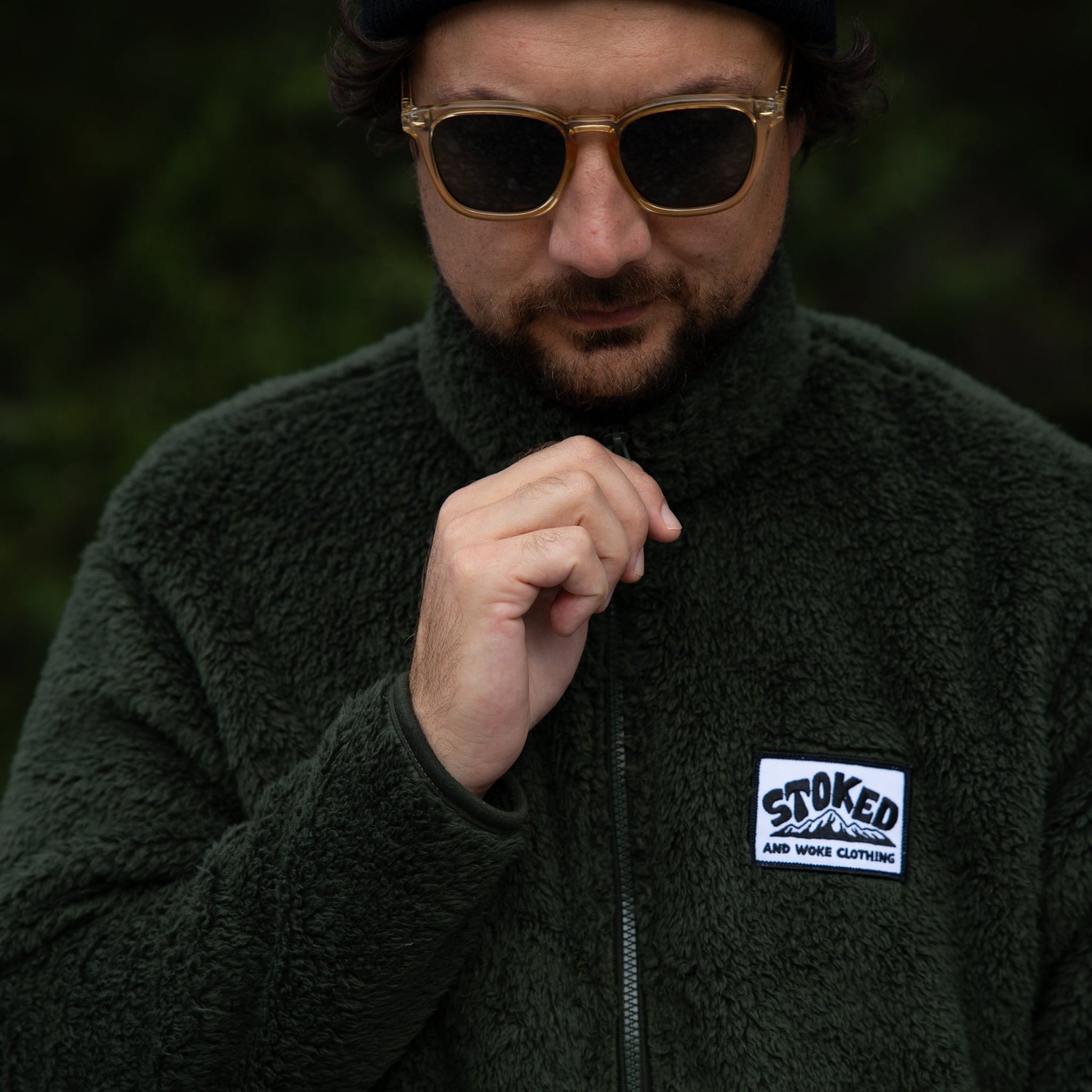 Recycled Sherpa Fleece - Forest Green - Stoked&Woke Clothing