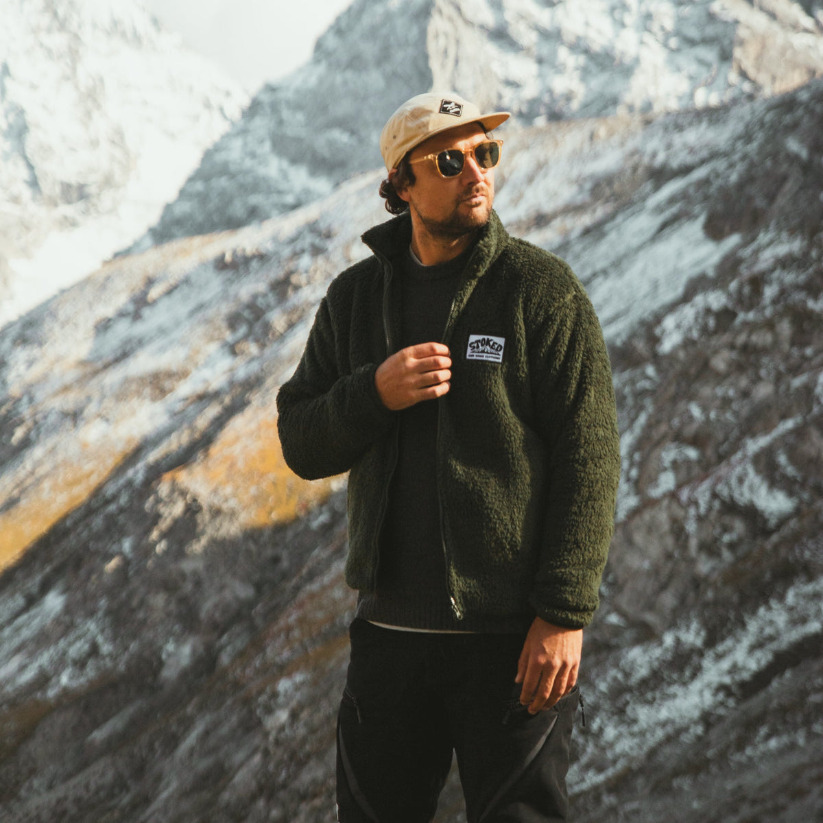 Recycled Sherpa Fleece - Forest Green - Stoked&Woke Clothing