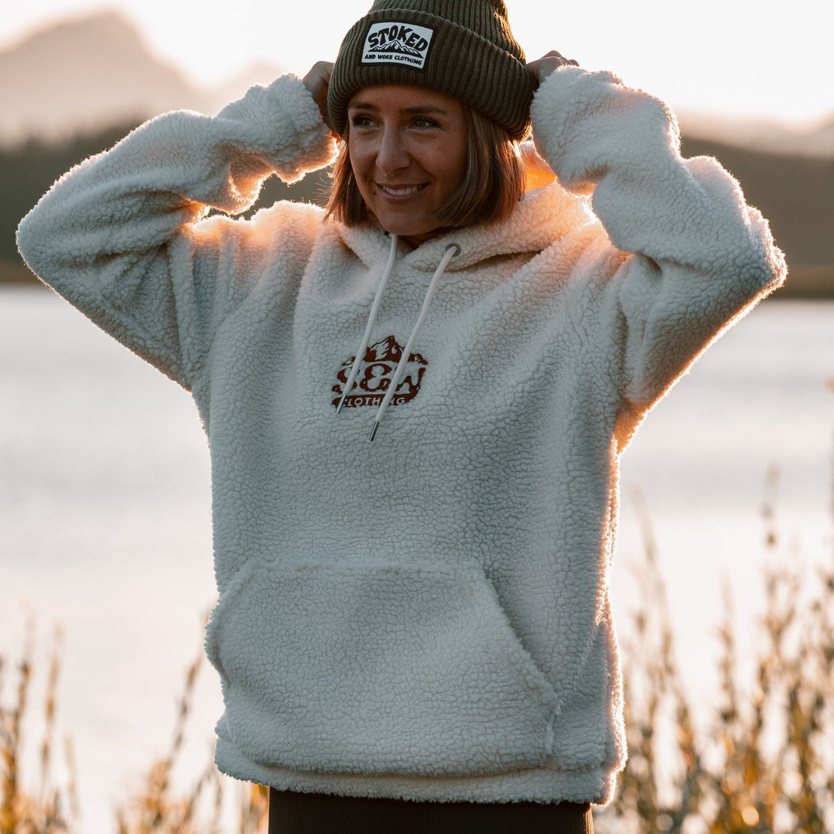 "Snuggler" Sherpa Hoodie - Stoked&Woke Clothing